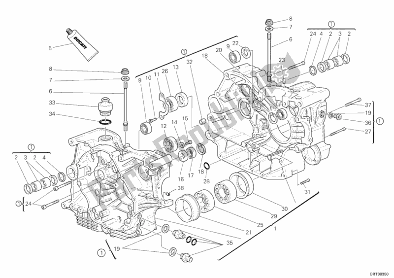 All parts for the Crankcase of the Ducati Monster S2R 1000 USA 2006